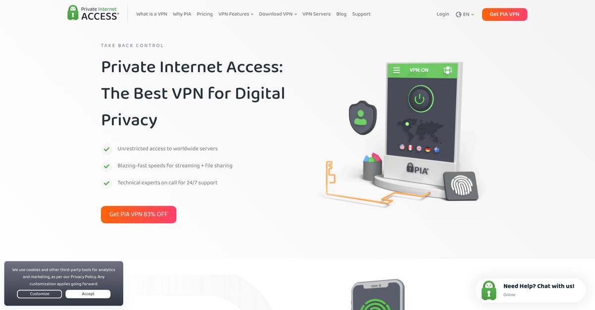 Private Internet Access Homepage