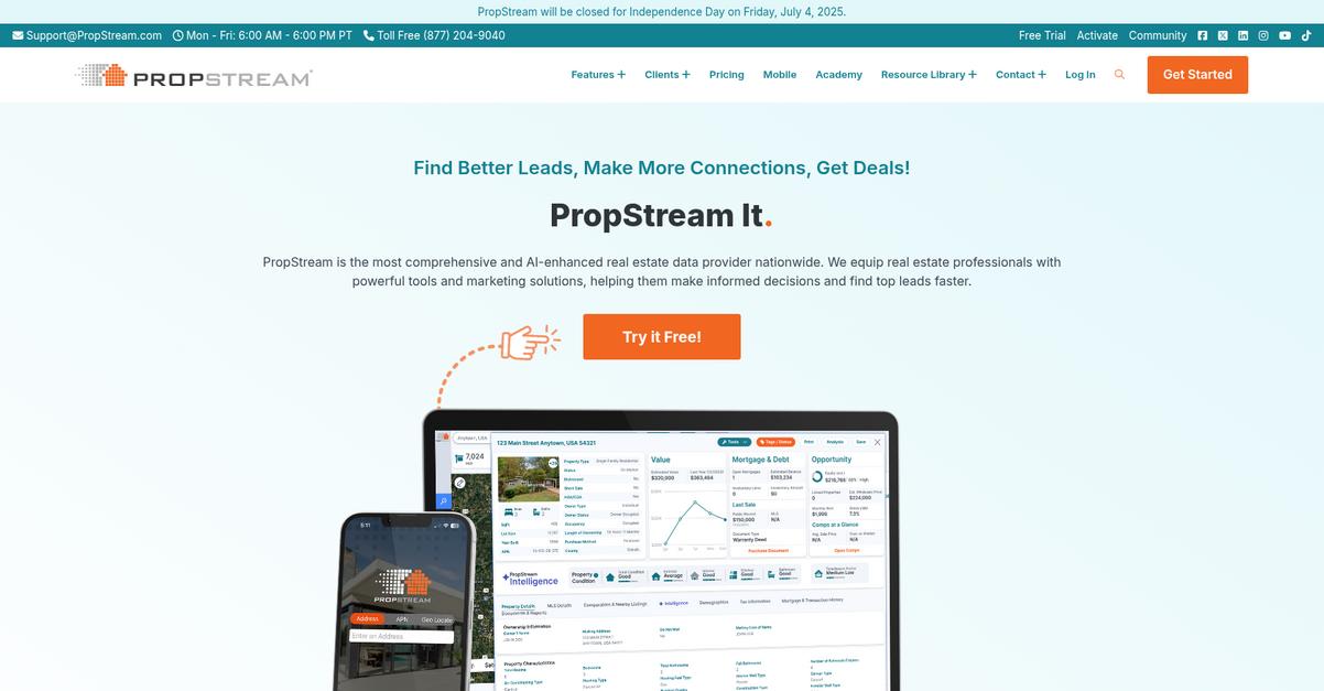 Prop Stream Homepage