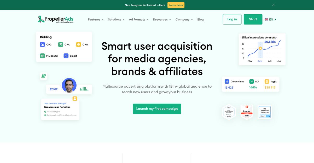 Propeller Ads Homepage