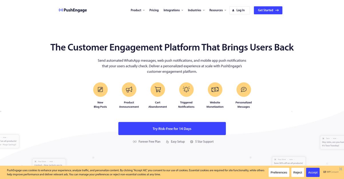 Push Engage Homepage