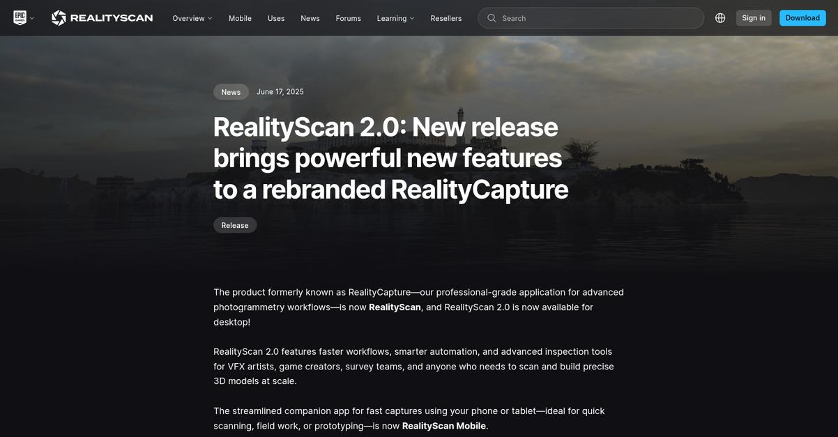 Reality Capture Homepage