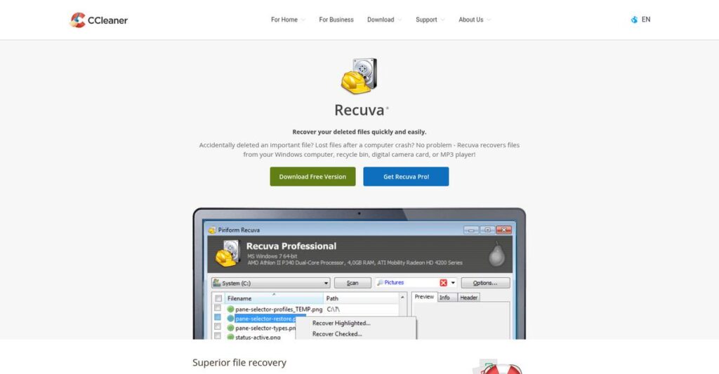 Recuva Homepage