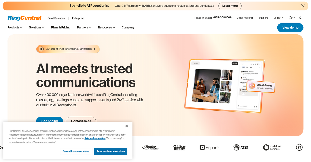 Ring Central Homepage
