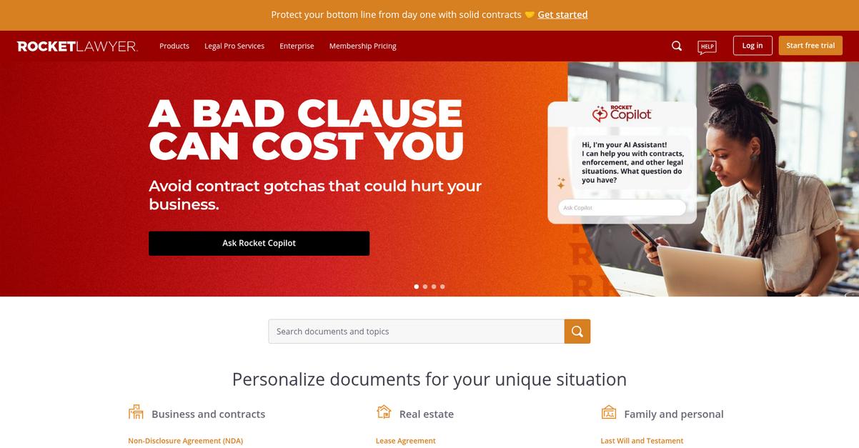 Rocket Lawyer Homepage