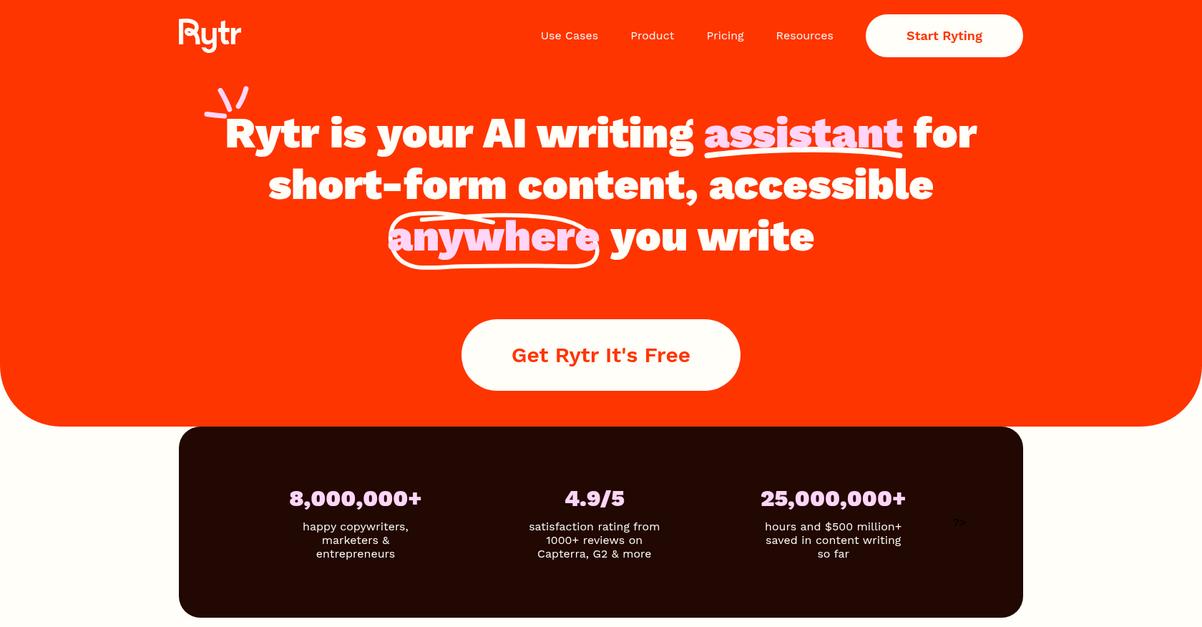 Rytr Homepage