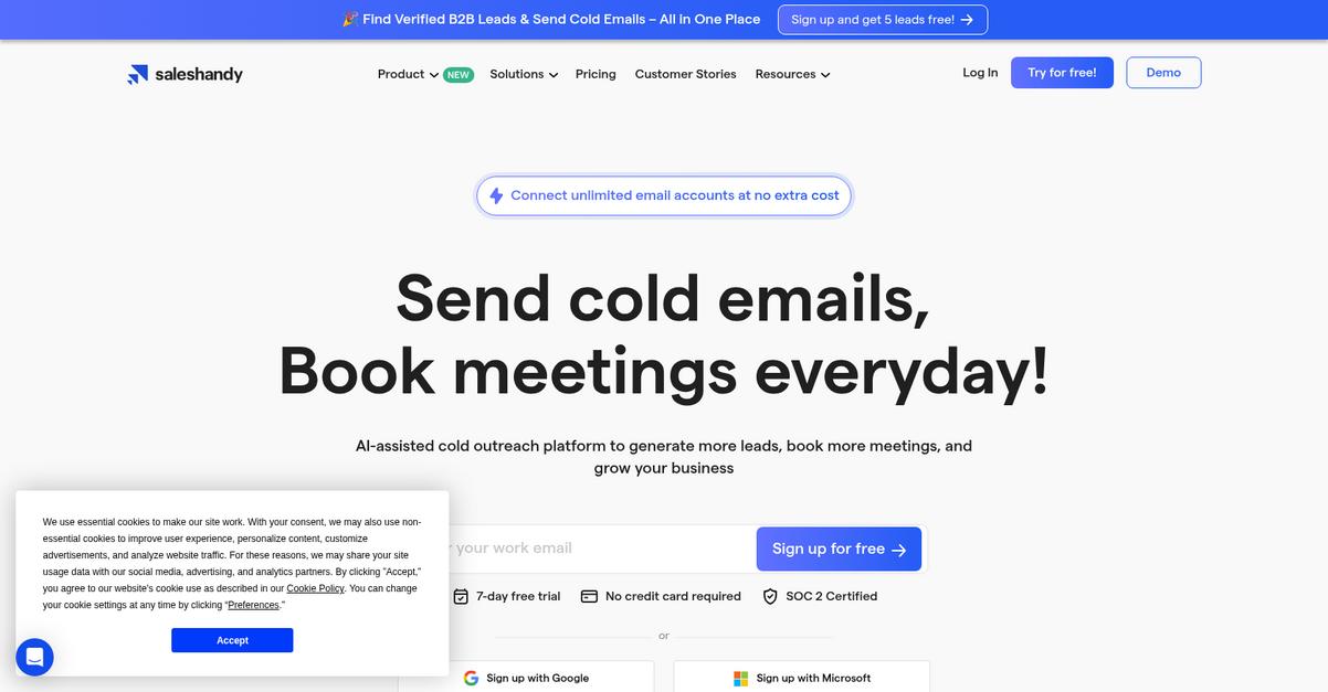 Saleshandy Homepage