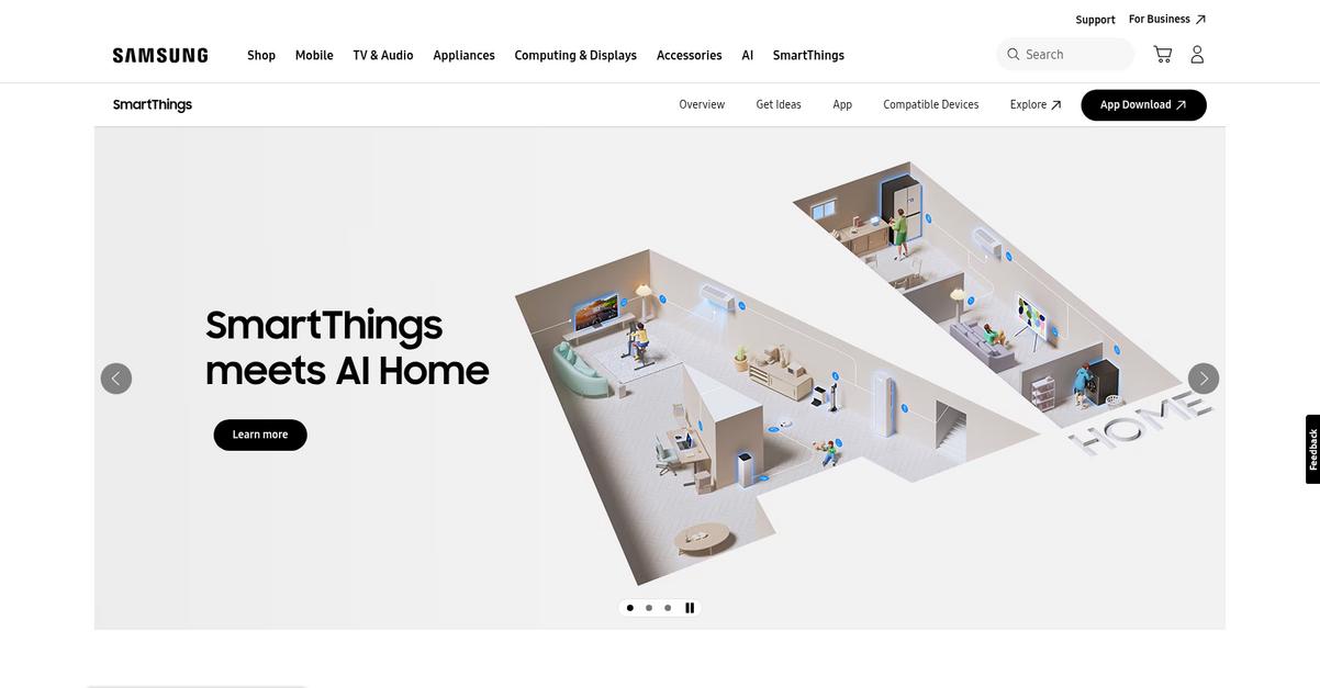 Samsung Smart Things Homepage
