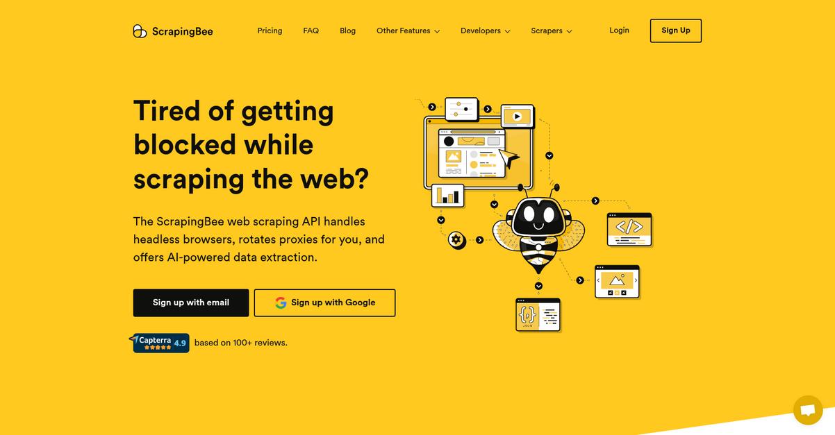 Scraping Bee Homepage