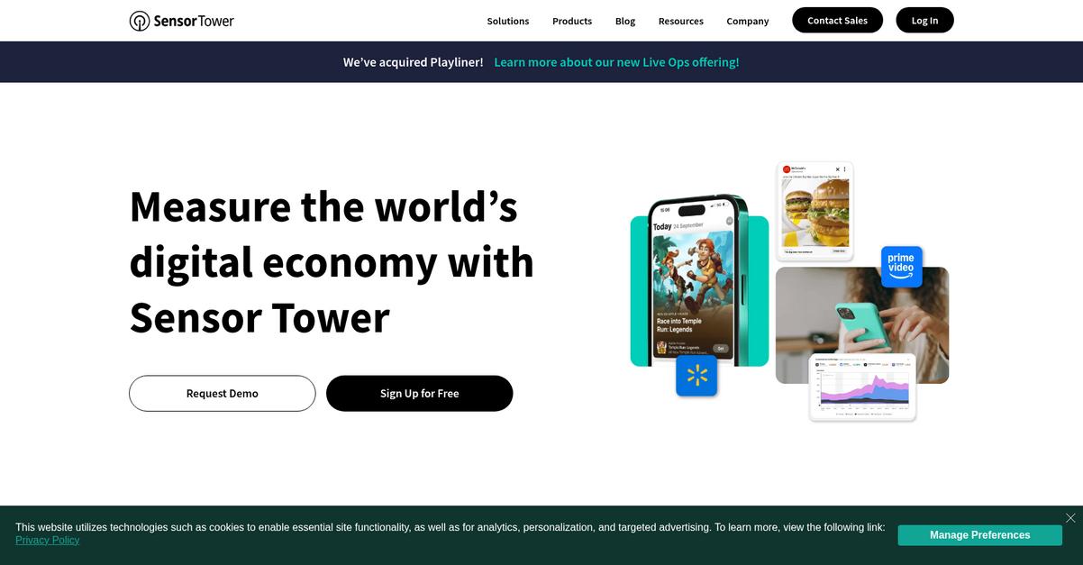 Sensor Tower Homepage