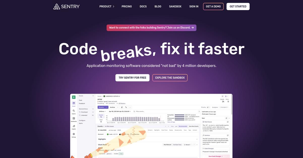 Sentry Homepage