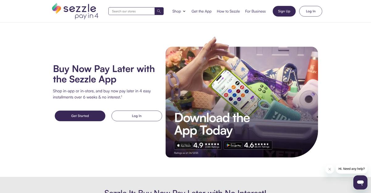 Sezzle Homepage