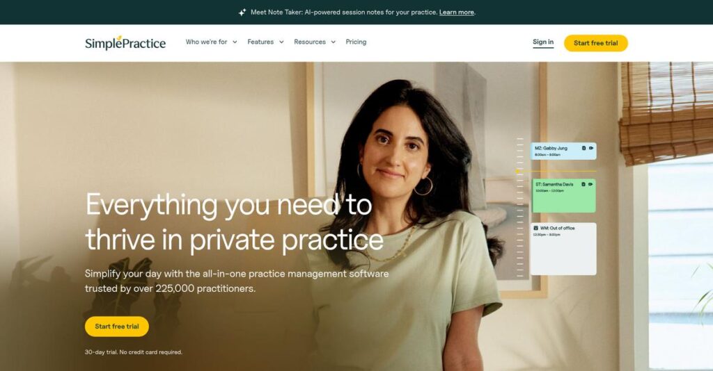 SimplePractice Homepage
