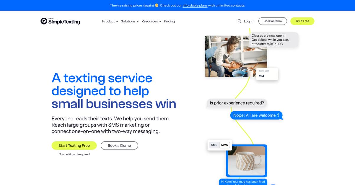 Simple Texting Homepage