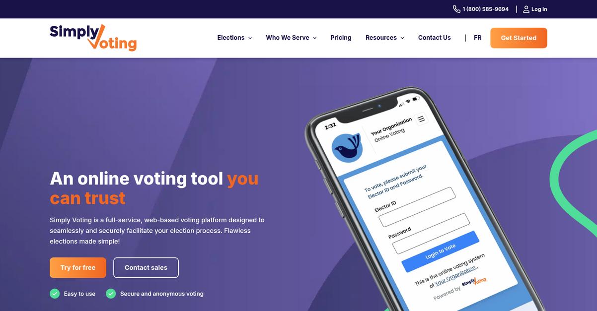 Simply Voting Homepage