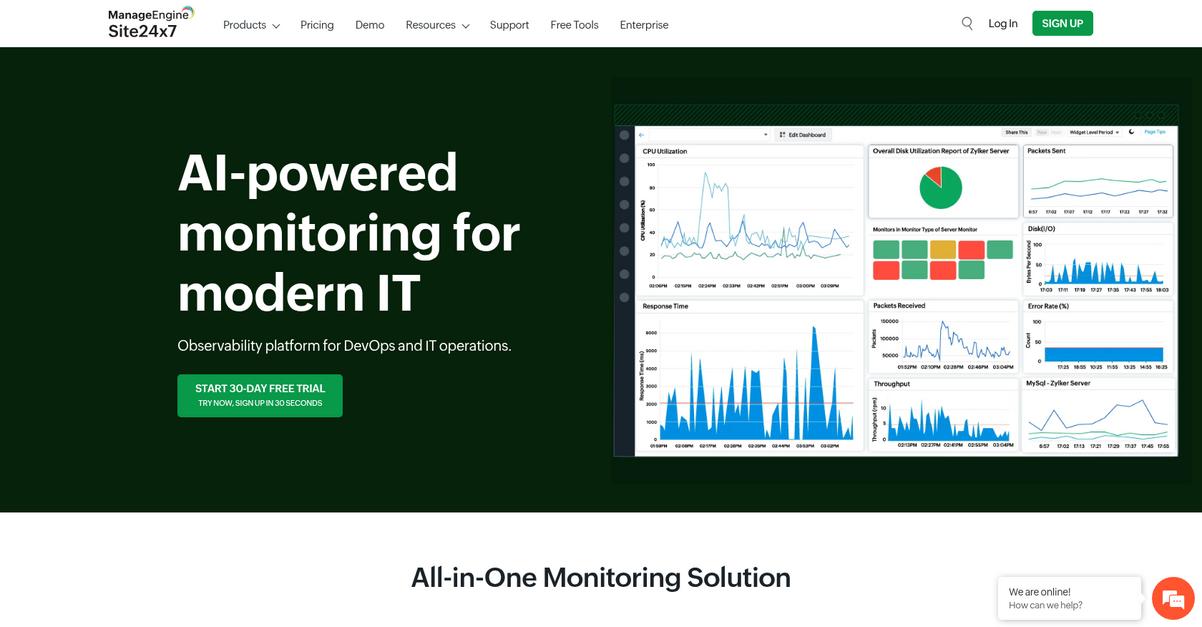 Site24x7 Homepage
