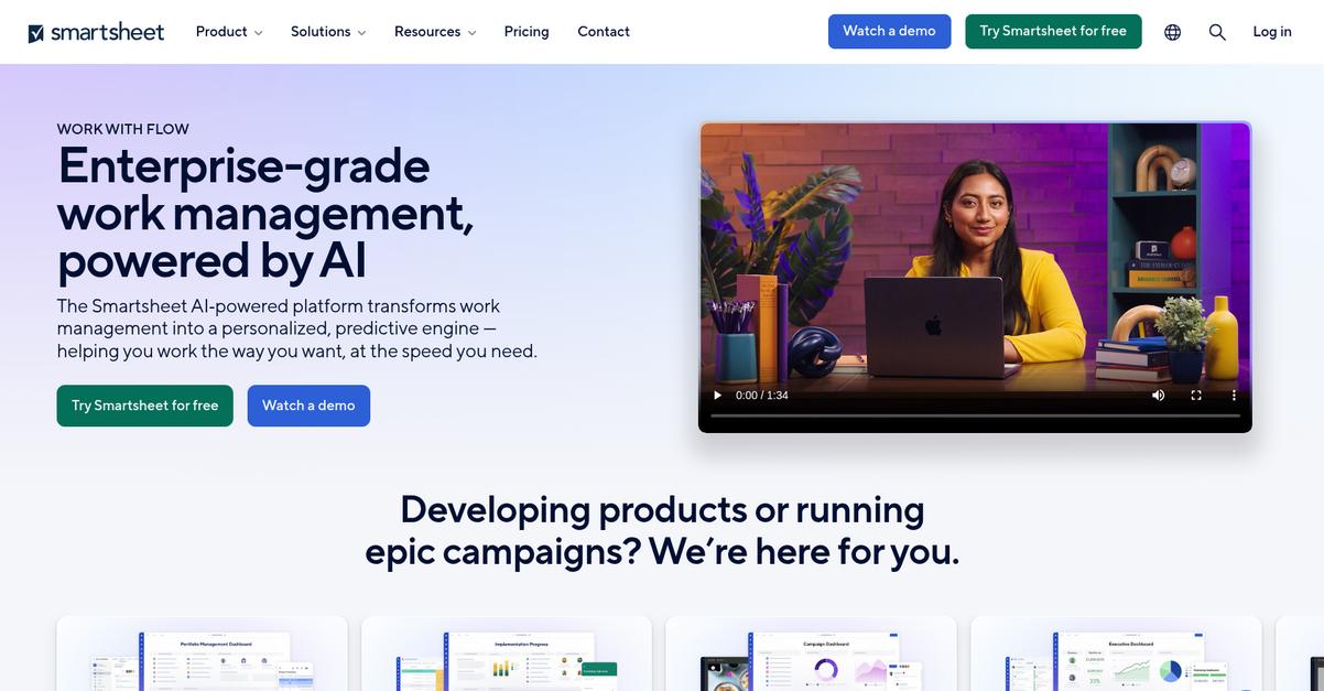Smartsheet Homepage