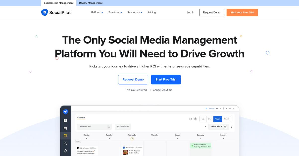 Social Pilot Homepage