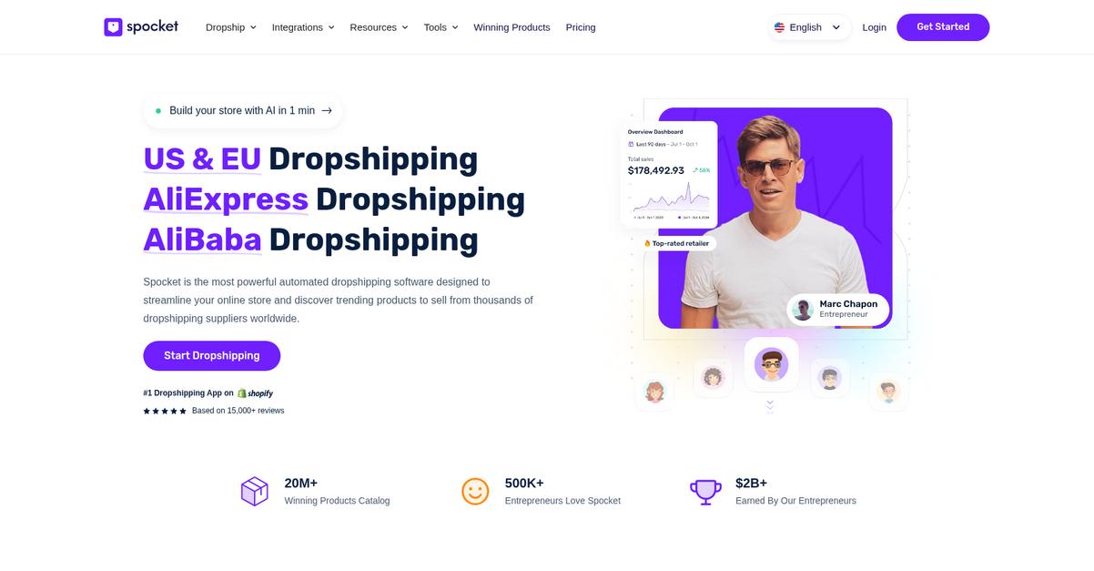 Spocket Homepage