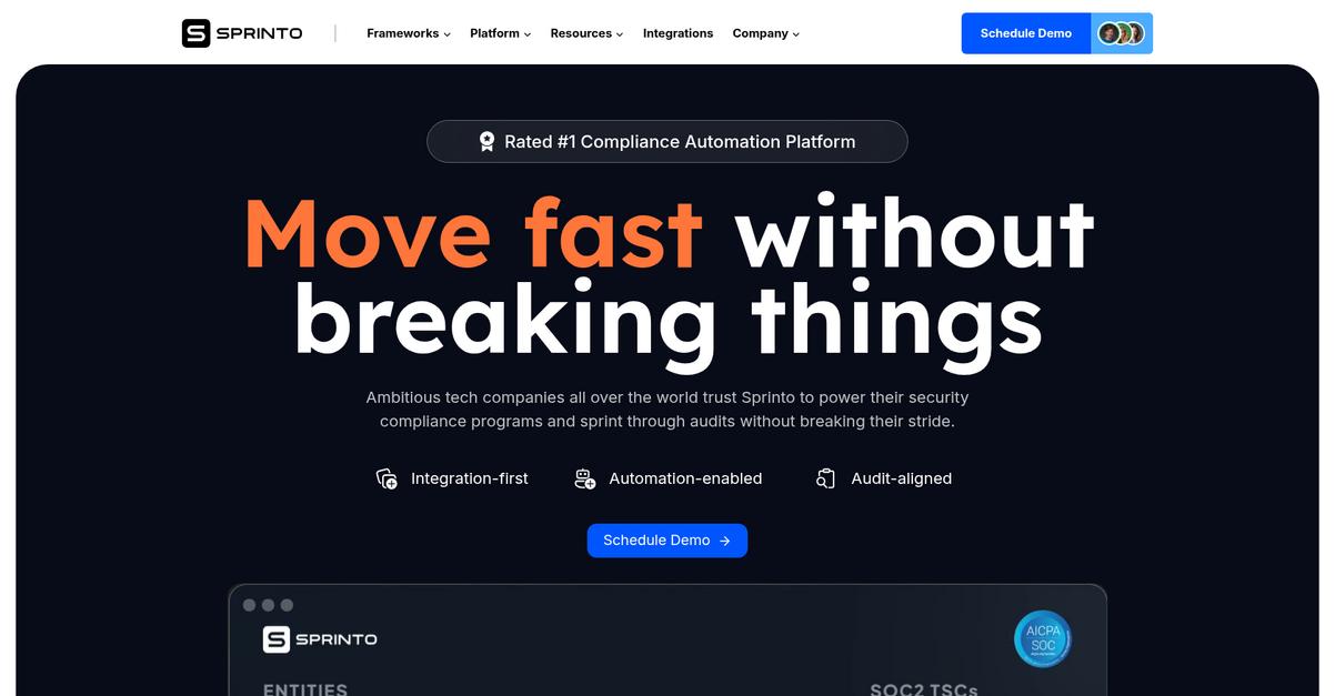 Sprinto Homepage