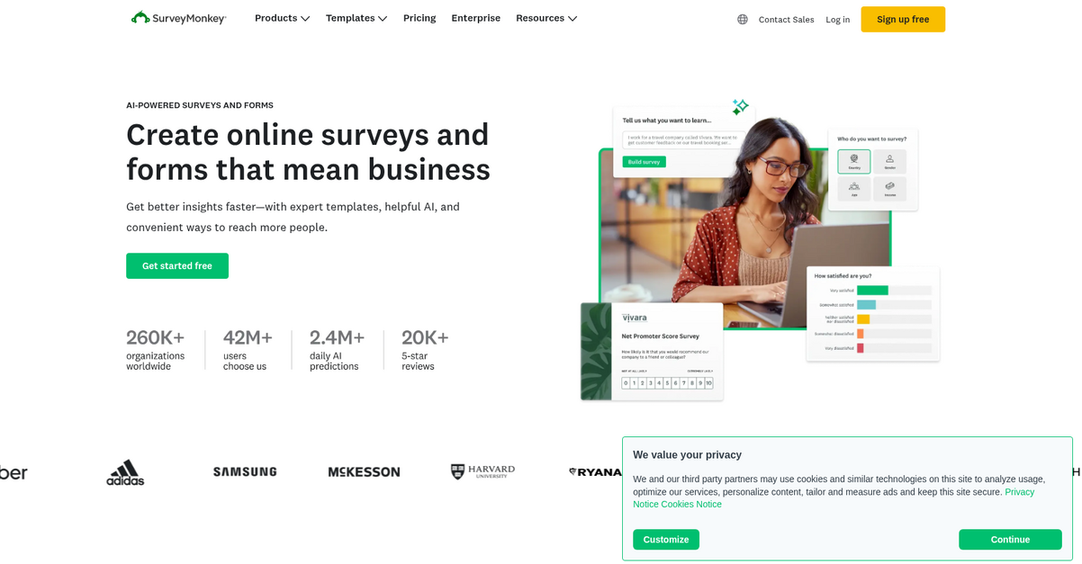 Survey Monkey Homepage