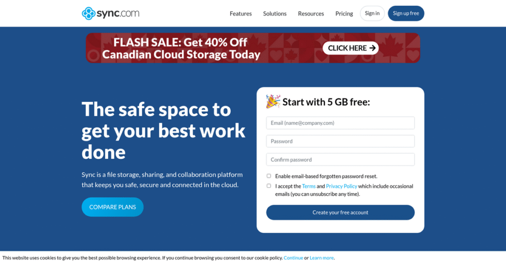 Sync.com Homepage