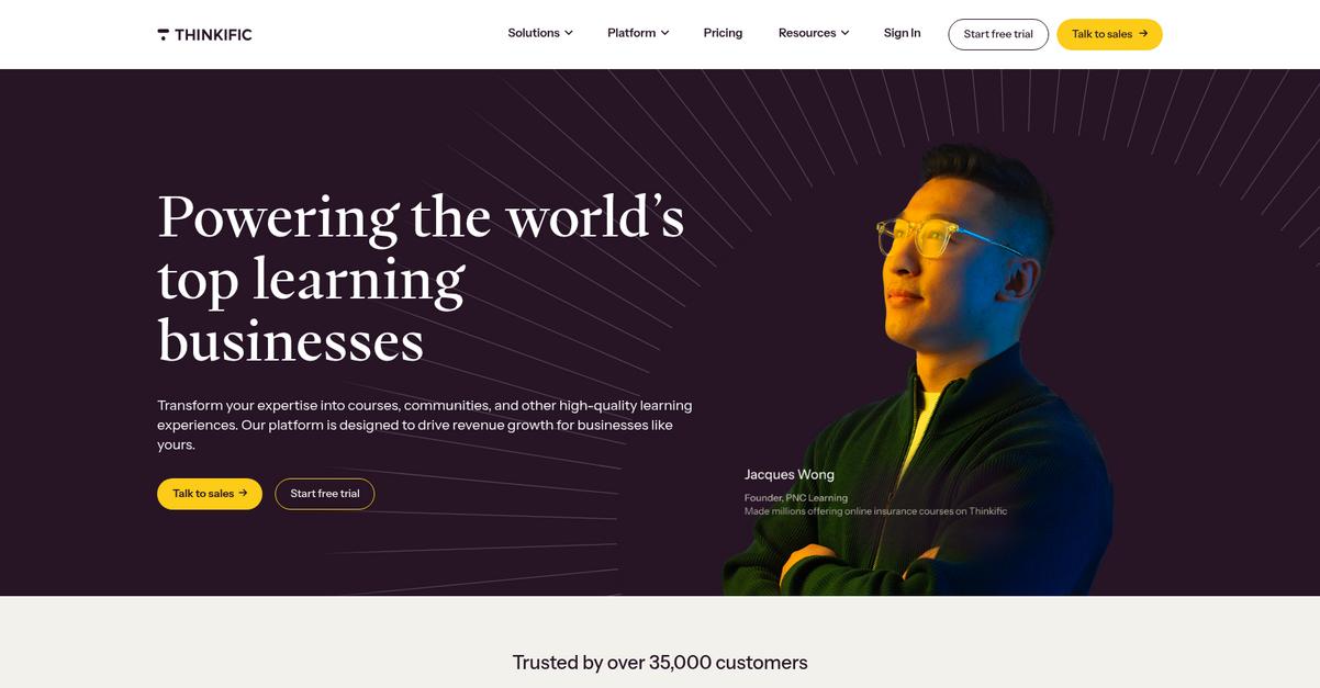 Thinkific Homepage