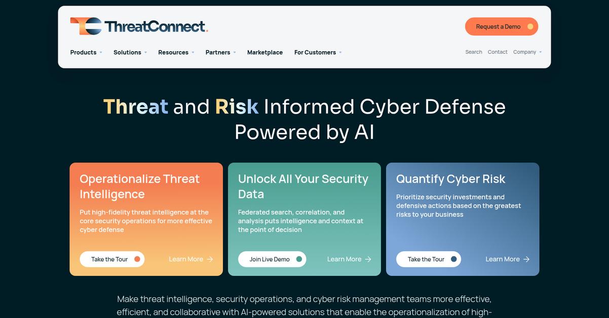 Threat Connect Homepage