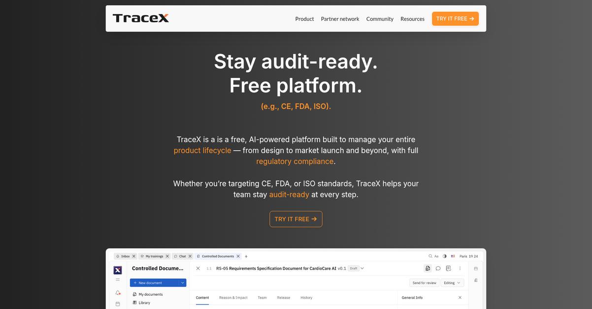 Trace X Homepage