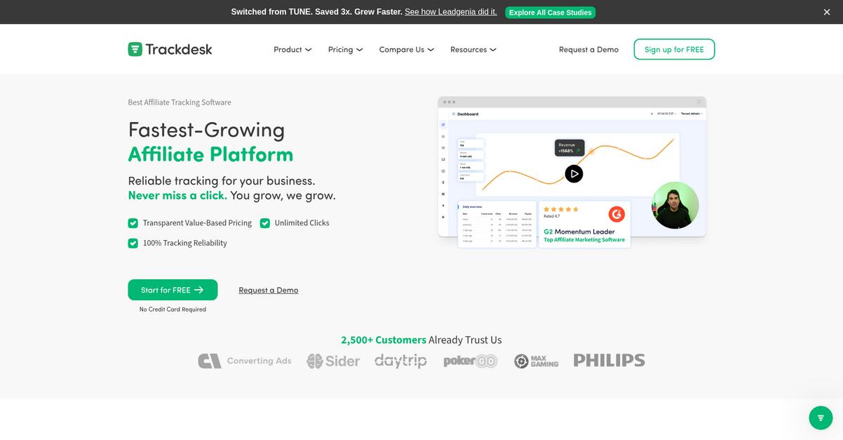 Trackdesk Homepage