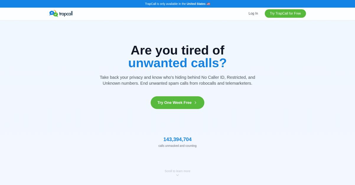 Trap Call Homepage