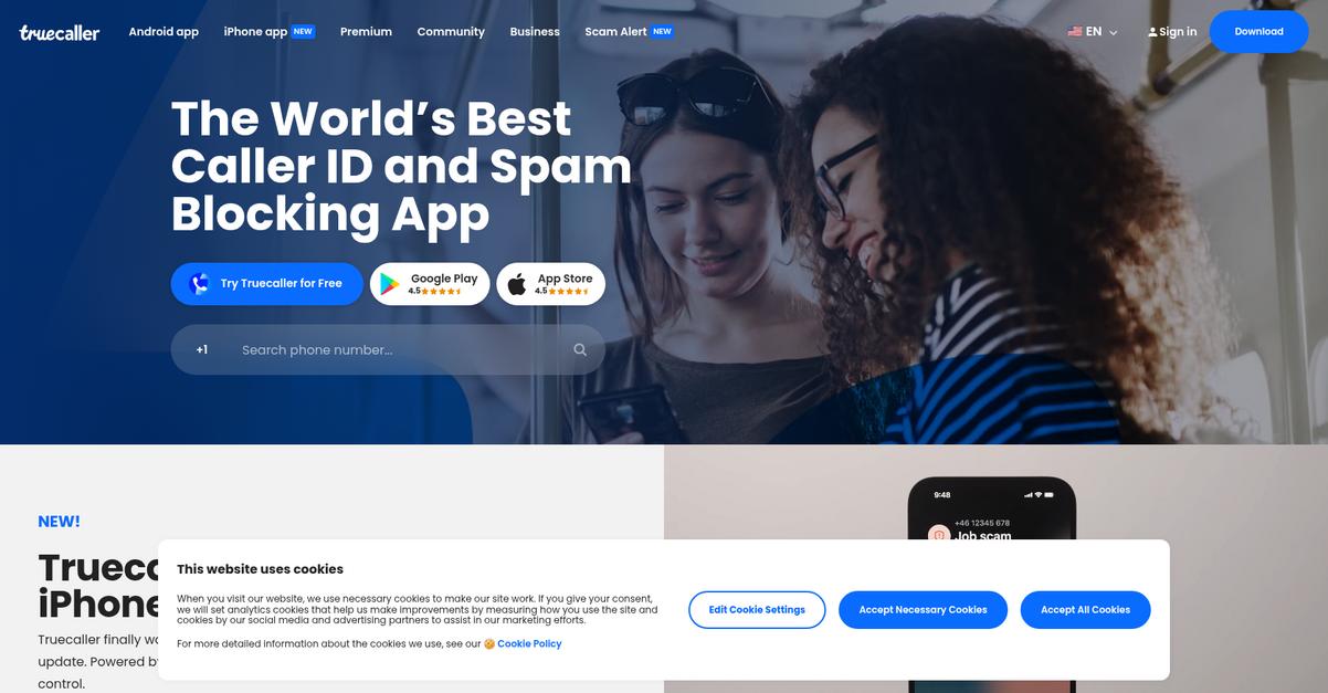Truecaller Homepage