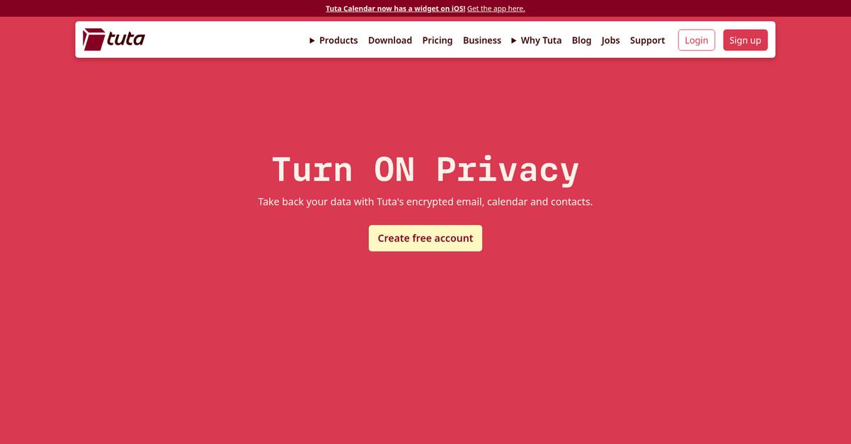 Tutanota Homepage