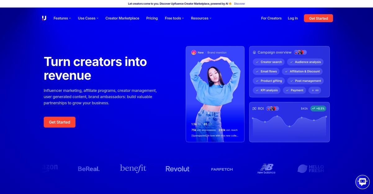 Upfluence Homepage
