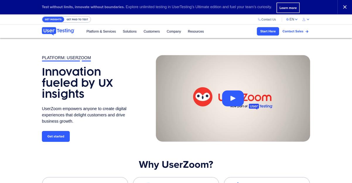 User Zoom Homepage