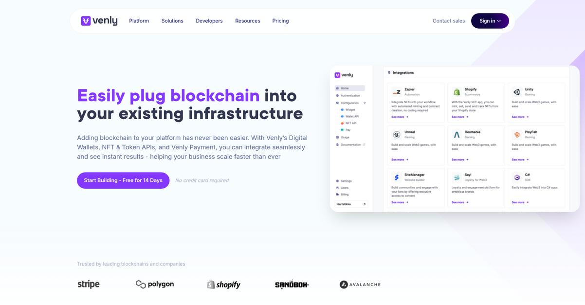Venly Homepage