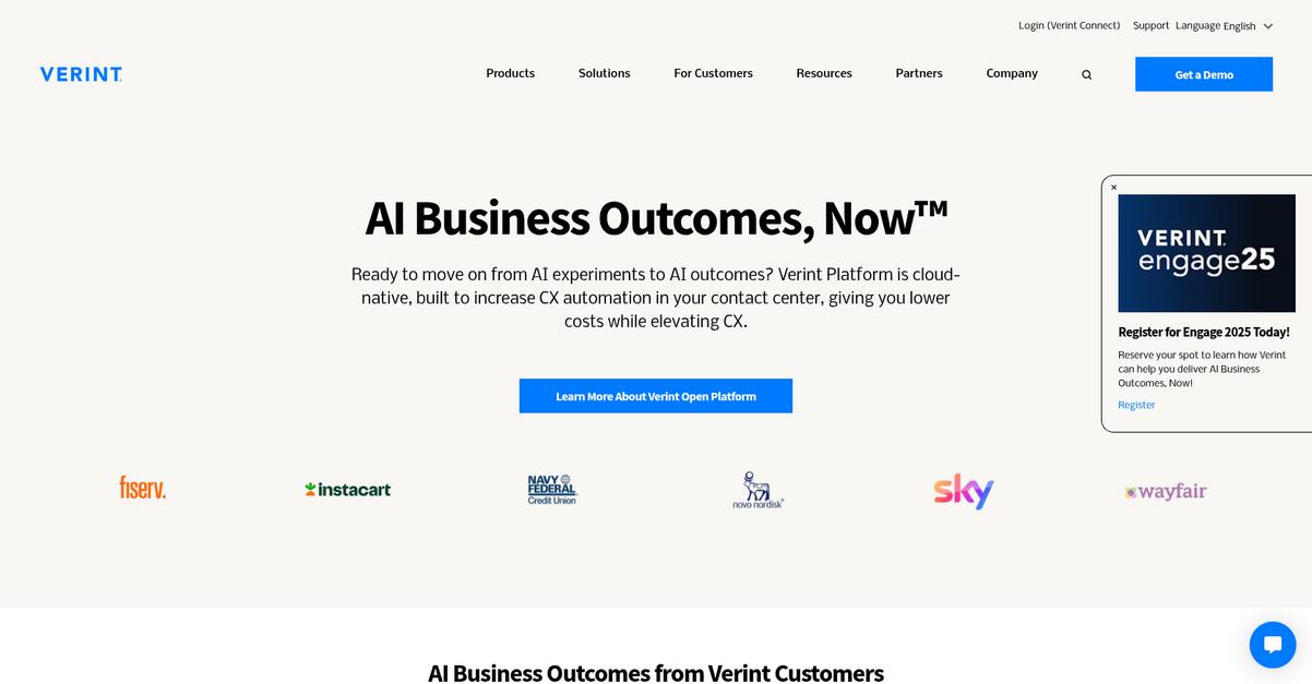 Verint Homepage 1
