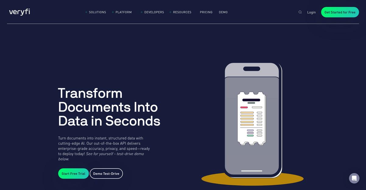 Veryfi Homepage