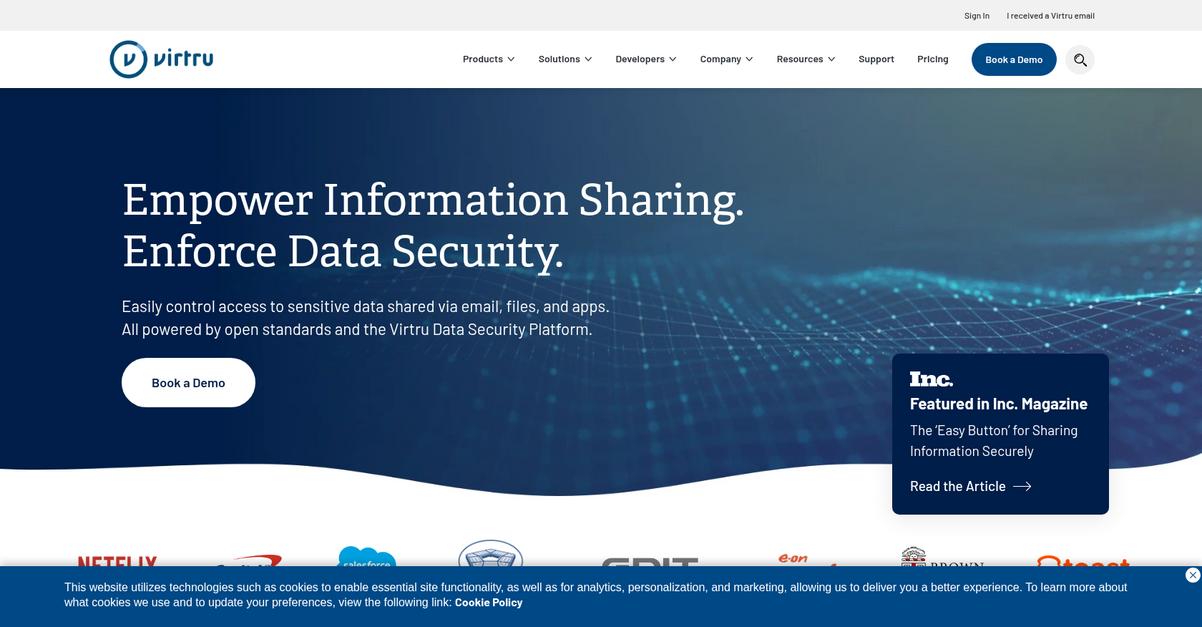 Virtru Homepage