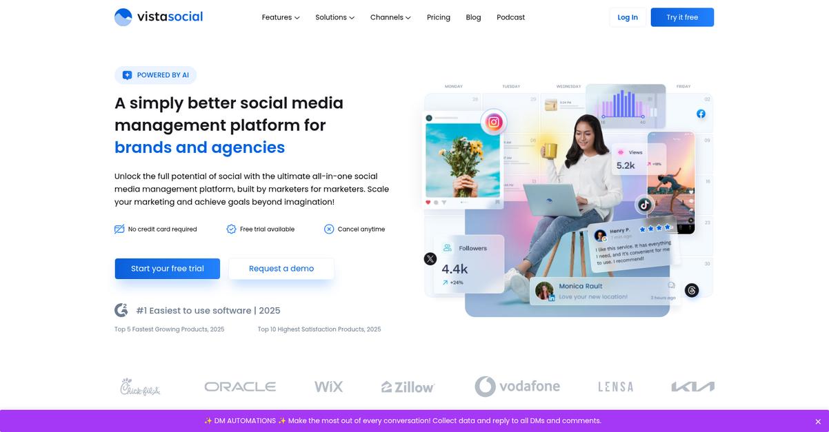 Vista Social Homepage