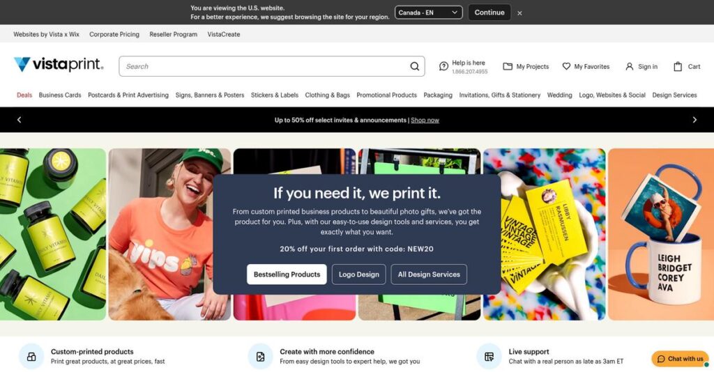 VistaPrint Homepage
