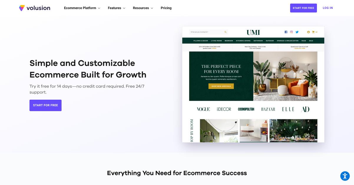 Volusion Homepage