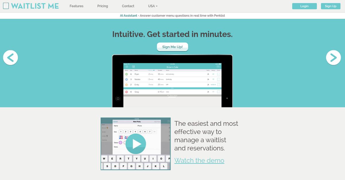 Waitlist Me Homepage