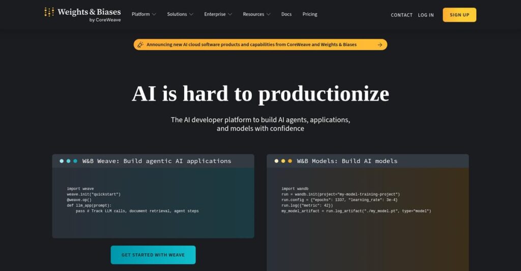 Weights Biases Homepage