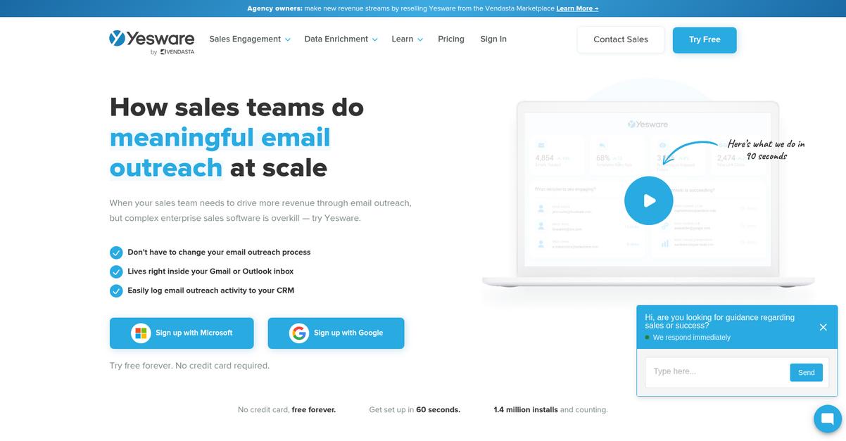 Yesware Homepage