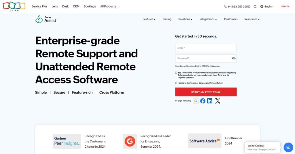 Zoho Assist Homepage