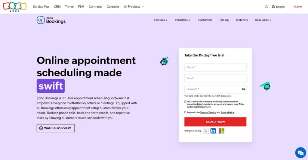 Zoho Bookings Homepage