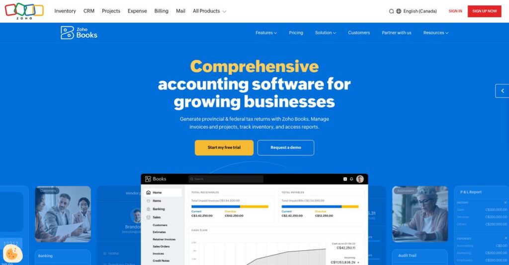 Zoho Books Homepage