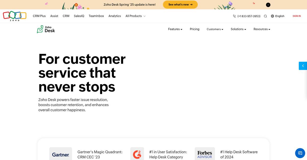 Zoho Desk Homepage