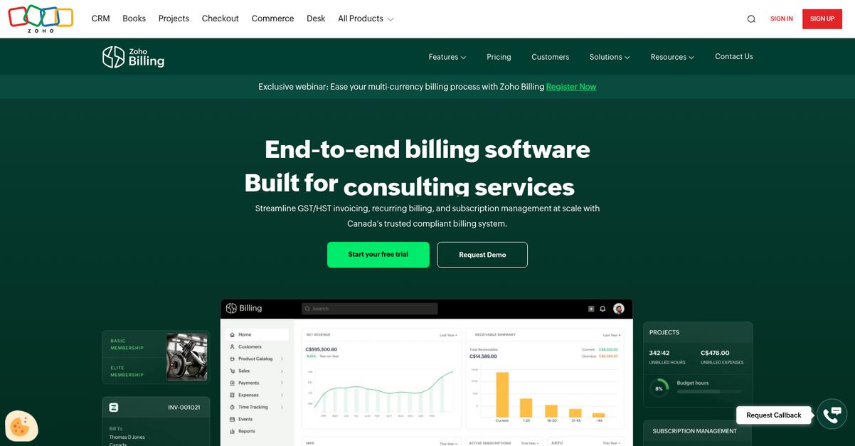 Zoho Homepage 1