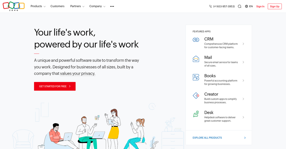 Zoho Homepage